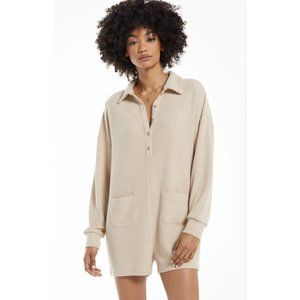 Z SUPPLY Tan Cream Leisure Rib Lounge Romper - Size XS